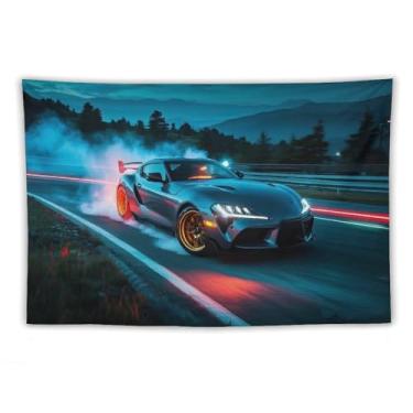 Imagem de HouLaiZhe JDM Tapeçaria de carro Sup Drift Carro Jdm Montanha Estrada Pendurado na Parede Quarto Decoração de Casa Tapeçarias Estética Piquenique Decoração de Parede Arte de Parede para Dormitório