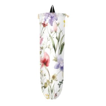 Imagem de Porta-sacos plásticos de flores em aquarela botânica, organizador de armazenamento de sacolas plásticas, organizador de armazenamento de plástico para cozinha, 1 pacote