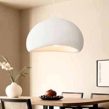 Imagem de Gimpo, Lustre Pendente 60cm Luminária Japonesa Wabi-Sabi Orgânico Cogumelo Concreto Gimpo LTJ60-BRANCO-A