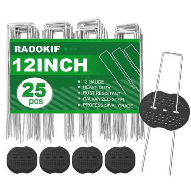 Imagem de Grapas para Jardín RAOOKIF 30 cm, 50 Piezas Galvanizadas con Arandelas