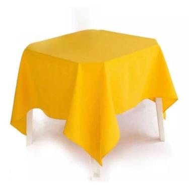 Imagem de Toalha de Mesa Quadrada Oxford Lisa com Bainha Toalha de Mesa 4 Lugares para Festa Buffet e Restaurante (Amarelo,02 UNIDADES)