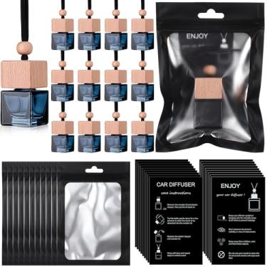 Imagem de Boao Conjunto de 50 frascos difusores de purificador de ar para carro com cartão de instruções e bolsa holográfica resselável de 10 x 15 cm para embalagem de frascos de perfume de óleo essencial de