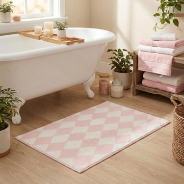 Imagem de GRANNY SAYS Tapetes de banheiro de diamante, 61 cm x 91 cm, tapetes de banho antiderrapantes para banheiro, tapete de banho de microfibra absorvente de pelúcia ultramacia, tapete lavável bonito para