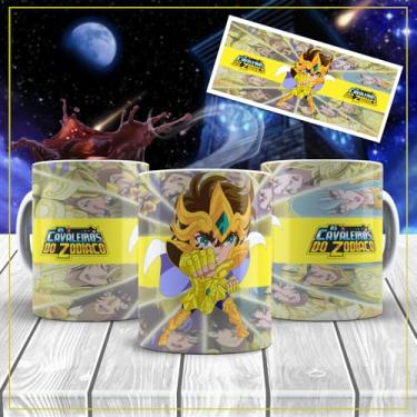 Imagem de Caneca Porcelana Os Cavaleiros do Zodíaco Cavaleiro de Ouro Todos Os Personagens 325ml (Leão)