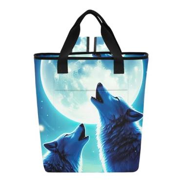 Imagem de Joitme Mochila Cooler Bag estilizada Wolves Howling Moon Mochila térmica com 36 latas