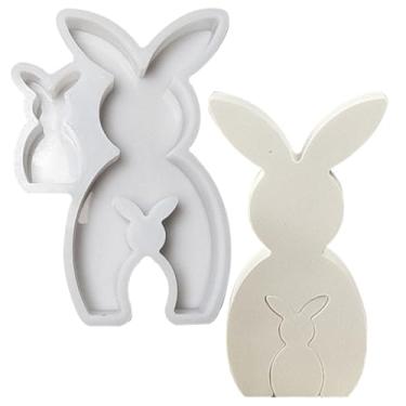 Imagem de Molde de Coelho da Páscoa em Resina - Artesanato Decorativo Em Forma De Coelho De Cimento E Gesso,Molde para Fundição com Resina Epóxi,Para Decoração de Mesa de Jantar em Casamentos e