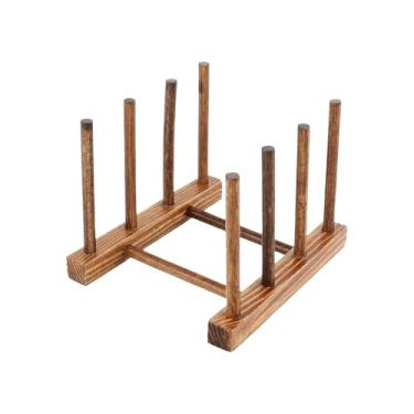 Imagem de Suporte de tampa de panela bonito escorredor de pratos organizador de cozinha prático suporte de exibição de livros multifuncional (marrom-3 grades)
