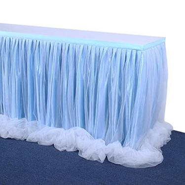 Imagem de Ainoli Saia de mesa para festa em casa Toalha de mesa de gaze Envoltório de gaze Fio longo usado para casamento Decoração de Natal Sobremesa Mesa de conferência de hotel (1.Daam * 0.Ham)