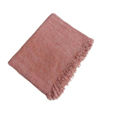 Imagem de Manta para Sofá Super King 300x180cm em Algodão – Capa de Sofá Luxo com Franjas Artesanal(Vermelho Mesclado)