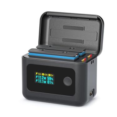 Imagem de Rszfnjxry Hub carregador de bateria de ar Insta 360 X4 para acessórios Insta360 X4 Air, estojo de carregamento rápido duplo de 24 W com visor LCD mostra o SOC da bateria, pilhas não incluídas