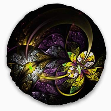 Imagem de Designart arte digital alienígena escura flor fractal sala de estar, sofá, almofada de alta qualidade + capa de almofada impressa em ambos os lados 40 cm