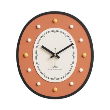 Imagem de Relógio de parede Relógio de parede para decoração interiores Sala estar Corredor estudo moderno personalizado e criativo, 33,5 * 38 cm Sem tique-taque(Orange)