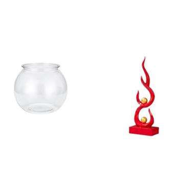 Imagem de Whtkoph Ornamento Transparente para Aquário Pequeno, Vaso para Aquário, Decoração de Mesa, Estátua Abstrata de Fogo, Estatueta de em Resina, Escultura M