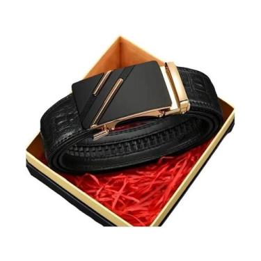 Imagem de Fivela automática de metal masculino cinto de couro, cinta, marca, des