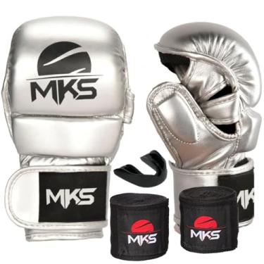 Imagem de Kit Luva Mma Profissional Competition Shooter Silver + Bandagem + Protetor Bucal - MKS Combat (P/M)