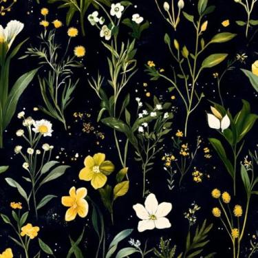 Imagem de XRUIBZI Papel de parede floral escuro com folhas verdes vintage papel de contato com flor azul mural de parede vinil impermeável autoadesivo removível para locatários papel de parede 44,5 cm x 299,7