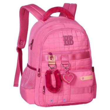 Imagem de Mochila De Costas Rebecca Bonbon Escolar Chaveiro Pelúcia Cor:Rosa, Ro