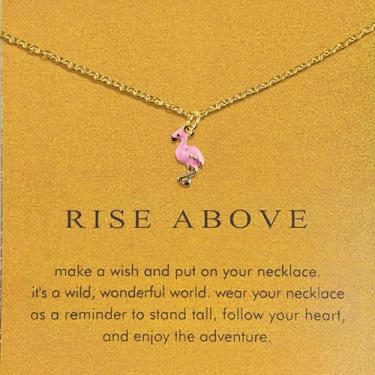 Imagem de NKTDWO Colar com pingente banhado a ouro 14K, corrente de aço inoxidável ajustável, pingente simbólico positivo, presente para mulheres, Regular, Resina, Sem Pedra Preciosa