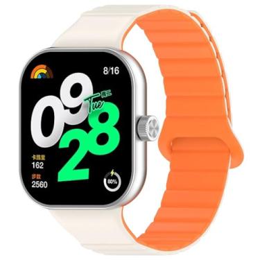 Imagem de HSPTR Cinta magnética de silicone para relógio Redmi 4 acessórios Substituição Smart Watch Band Wrist Soft Sport Sport Bracelet para Miband 8Pro Watchbands(StarlightOrange,For Miband 8 Pro)