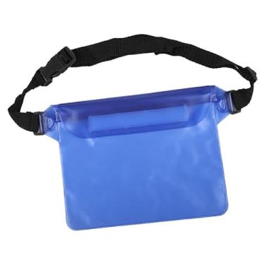 Imagem de Bolsa de telefone impermeável ao ar livre – Bolsa de cintura de PVC selada tripla para natação, praia, passeios de barco, alça ajustável e grande capacidade, Azul, Carteira