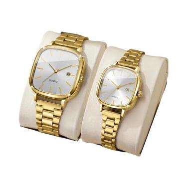 Imagem de Relógios De Pulso De Quartzo Para Casal Com Mostrador Quadrado, Relógi