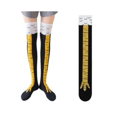 Imagem de Meias Longas Femininas Acima Do Joelho Com Estampa 3D De Patas De Gali