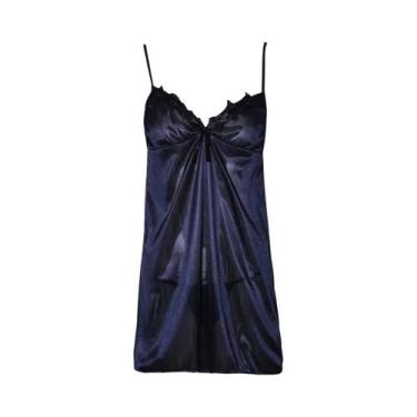 Imagem de Camisola Sexy Feminina Com Decote Em V De Renda, Confortável E Sedosa,