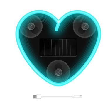 Imagem de Luzes LED para Interior do | Sem Fios Impermeável Com Energia Solar - Lanterna LED de Coração de Neon para Janela do Veículo,Para Condutores Casais Aniversário Dos Namorados Viagem Noturna