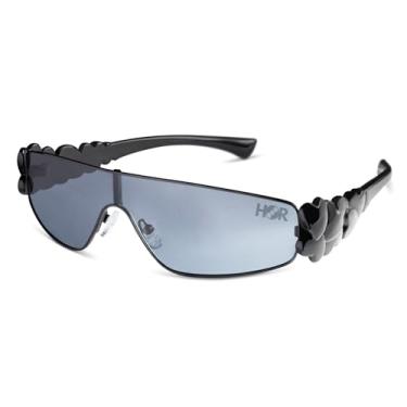 Imagem de House Of Rave Óculos de sol Y2K Hearts Festival para homens e mulheres, Preto