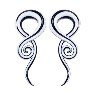 Imagem de Stuppendux 2 peças de alargadores em espiral de vidro de orelha, alargadores, expansores, ganchos, brincos, piercings corporais, joias, Vidro, Sem pedras preciosas