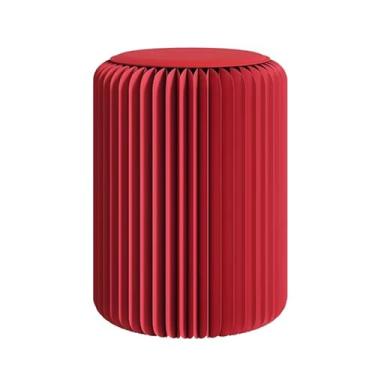 Imagem de Folding Paper Stool Tamborete de papel dobrável retrátil portátil com almofada do plutônio, usado para hall de entrada, mesa de jantar, sala de estar e cadeiras de lazer(Red,36x52cm/14.2x20.5")