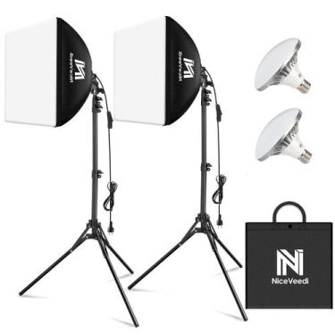 Imagem de Kit de iluminação Softbox NiceVeedi, pacote com 2 unidades, 40 x 40 cm