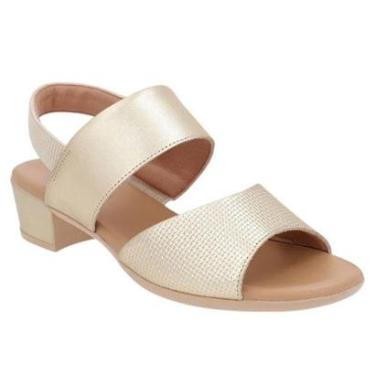 Imagem de Sandália Salto Usaflex Couro Feminina - Dourado 40-Feminino