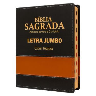Imagem de Bíblia Sagrada Letra Jumbo - LUXO Bicolor - Preta e Caramelo - REI DAS