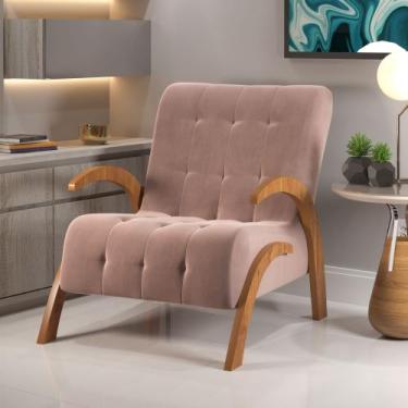 Imagem de Poltrona malvie Mel/Veludo Rosa - Casa Giulia, Rosa