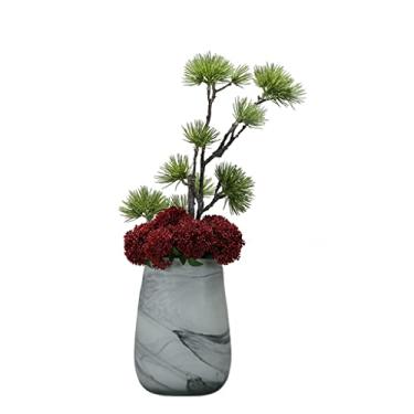 Imagem de Bonsai artificial de simulação de árvore vermelha, pequeno vaso de flores, varanda, mesa de jantar, mesa de jantar, enfeite em vaso, árvore falsa