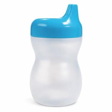 Imagem de Copo Treinamento Transição Infantil Bebê Suco Água Livre De BPA Bico Rigido 350ml (Transparente C/Tampa Azul)