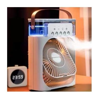 Imagem de Mini Climatizador e Umidificador Portátil USB 3 em 1 | Ventilador de Mesa Pessoal Silencioso com Luz Noturna LED para Casa, Escritório e Viagem