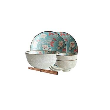 Imagem de Conjunto de jantar de cerâmica, serviço de cozinha e jantar, durável, conjunto de utensílios de jantar, salada, apitizador, prato de sobremesa, tigelas, ideia de presente para qualquer ocasião