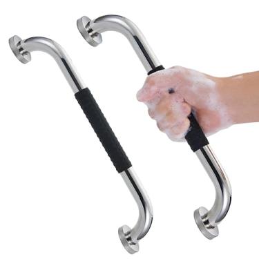 Imagem de Kit 2 Barras Apoio 40cm, Barra de Apoio para Banheiro Idoso, Aço Inox com Silicone Antiderrapante para Idosos, Deficientes e Grávidas - Suporta 300kg