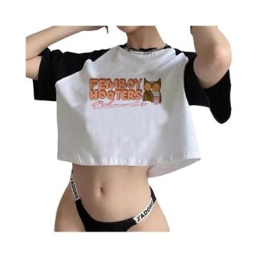 Imagem de 90s Femboy fairycore goth crop top Mulher manga gótica moda coreana ca