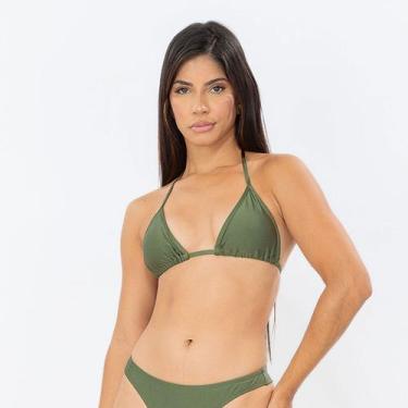 Imagem de Biquíni Top de Praia Cortininha com Bojo Removível Verde Croco - Stw M