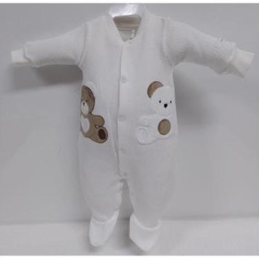 Imagem de Macacão Longo Luxo Bebê Unissex Neutro Bordado Lessa B9142-Unissex