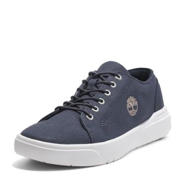 Imagem de Timberland Seneca Bay Tênis masculino com cadarço baixo, Lona azul escuro, 11 Wide