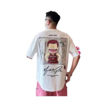 Imagem de Camiseta Casual Oversized Masculina M-8XL Com Estampa De Anime Japonês