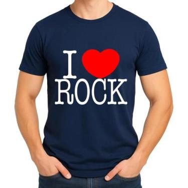 Imagem de Camiseta Camisa Blusa Masculina Feminina 100% Algodão  I Love Rock  Eu