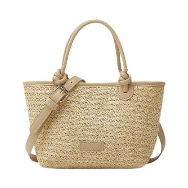 Imagem de Bolsa Transversal De Palha Estilo Praia, Bolsa De Mão Tecida Para Féri