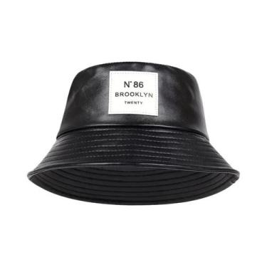 Imagem de Chapéu Bucket Unissex De Couro PU Brooklyn Panama Para Viagem Ao Ar Li