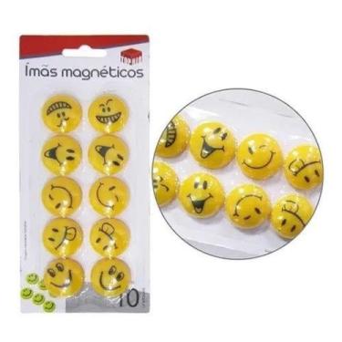 Imagem de Imãs de Geladeira com 10 unidades -Emoji - Para painel Magnético, quad