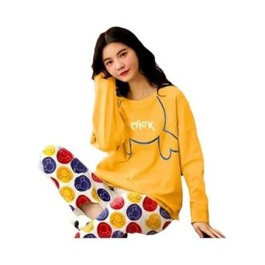 Imagem de Pijamas Femininos De Inverno Com Manga Longa E Calças Longas, Conjunto